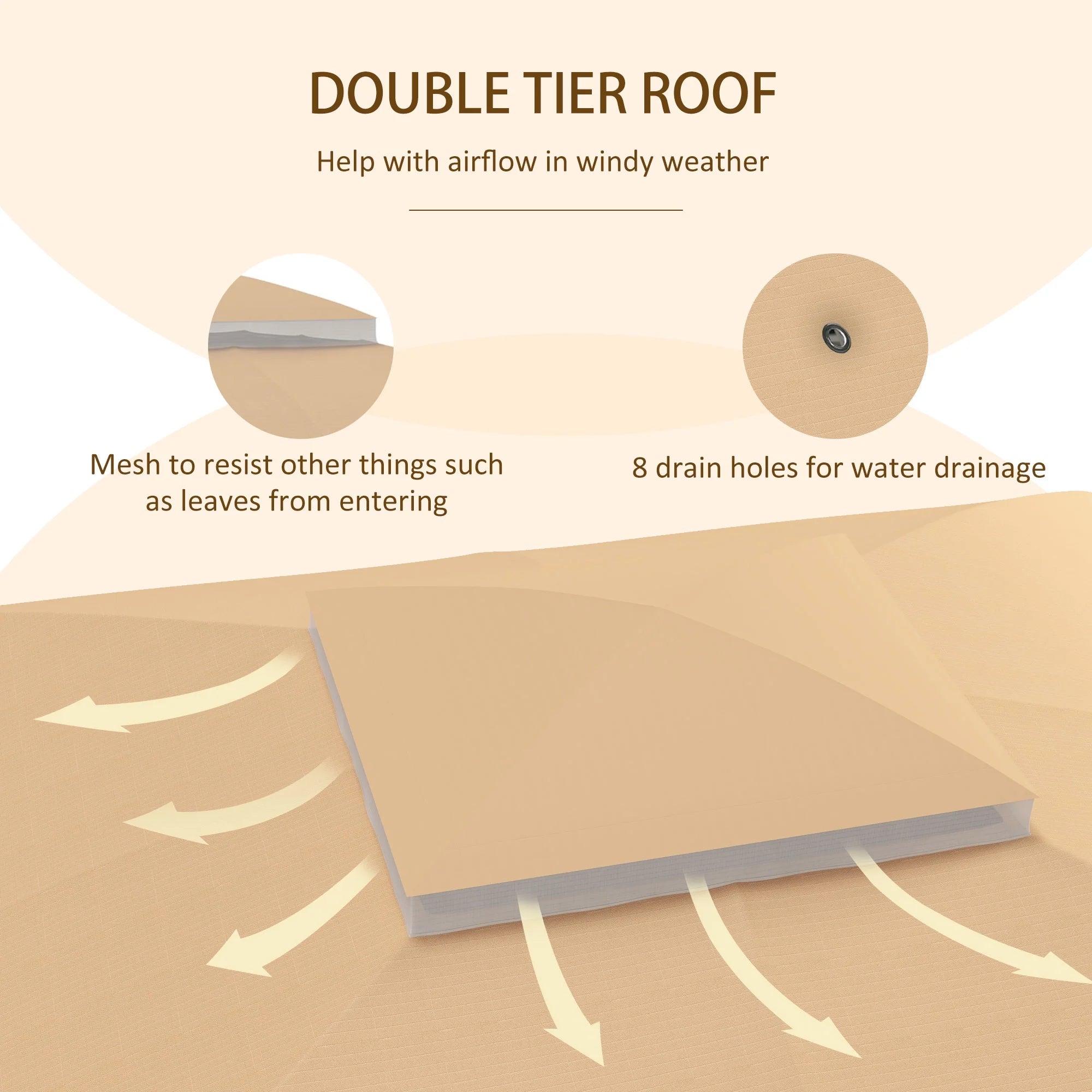 Outsunny Gazebo Canopy Replacement for 10' x 12' Patio Gazebo, Beige