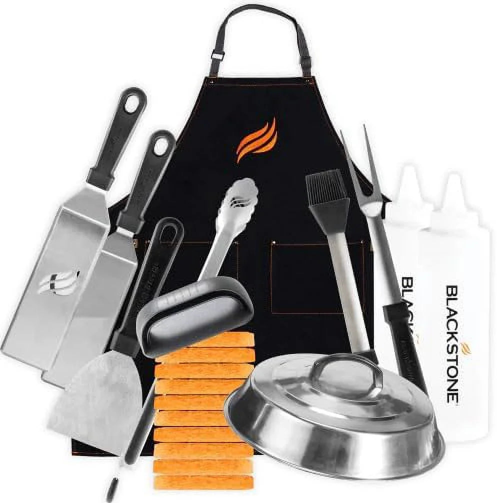 22 Inch Blackstone Griddle with Lid, Nonstick On The Go Tabletop Gas Griddle Outdoor Grill Combo with Blackstone Portable Prep Table, Blackstone Accessories, Seasoning and Wholesalehome Gloves & Cloth