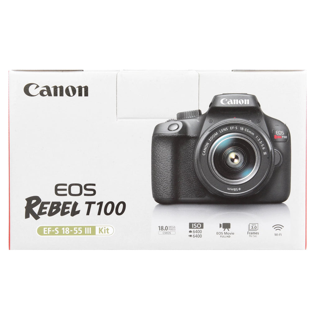 Canon EOS Rebel T100 Digital SLR Camera with 18-55mm Lens Kit, 18 Megapixel Sensor, Wi-Fi, DIGIC4+, SanDisk 32GB Memory Card and Live View Shooting