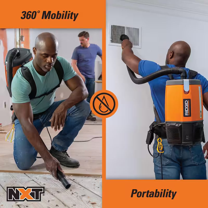 6 Qt. NXT Backpack Vacuum Cleaner with Filters and Locking Accessories for Dry Applications
