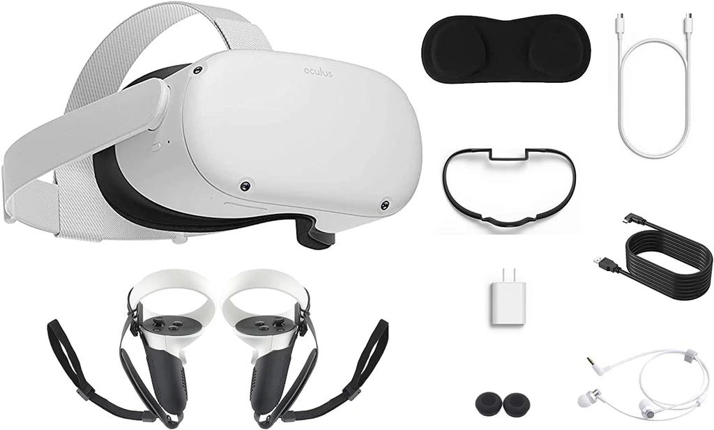 2022 Meta Oculus Quest 2 All-In-One VR Headset, Touch Controllers, 256GB SSD, 1832x1920 up to 90 Hz,3D Audio, Earphone,10Ft Link Cable, Grip Cover,Knuckle & Hand Strap, Lens Cover