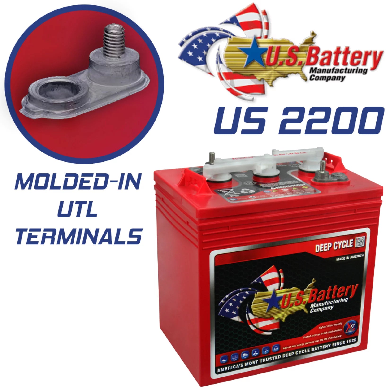 US Battery 6V 232 Ah Deep Cycle FLA Battery: GC2 Group Size, 4 Pack
