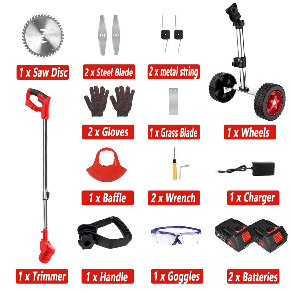 Cordless Weed Eaters Electric Grass Trimmer &amp; Edger, Tanbaby 6 inch 3-in-1 Weed Wacker Kit with Upgraded Wheels