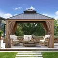 Viruhaka 12'x12' Gazebo Outdoor Pop up Canopy Tent with Curtains and Shelter for Patio, Party & Backyard