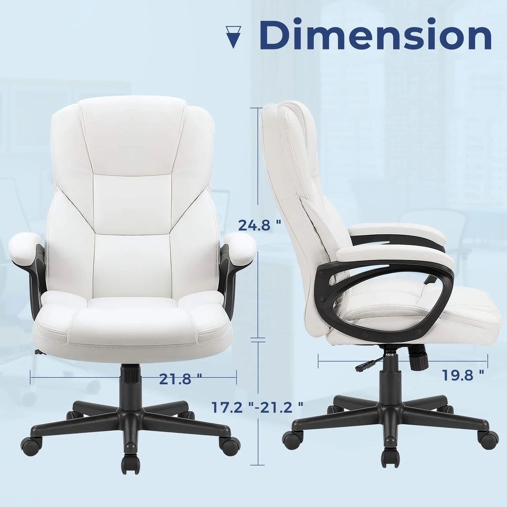 Furmax High-back Executive Office Chair With Lumbar Support Height Adjustable Swivel Seat PU Leather, Black