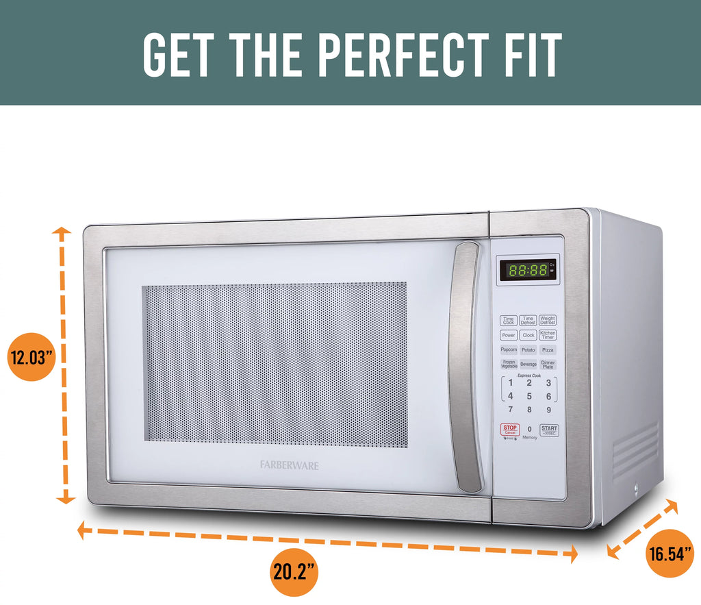 Farberware Classic 1.1 Cu. ft. 1000-Watt Microwave Oven, White and Platinum, FMO11AHTPLB