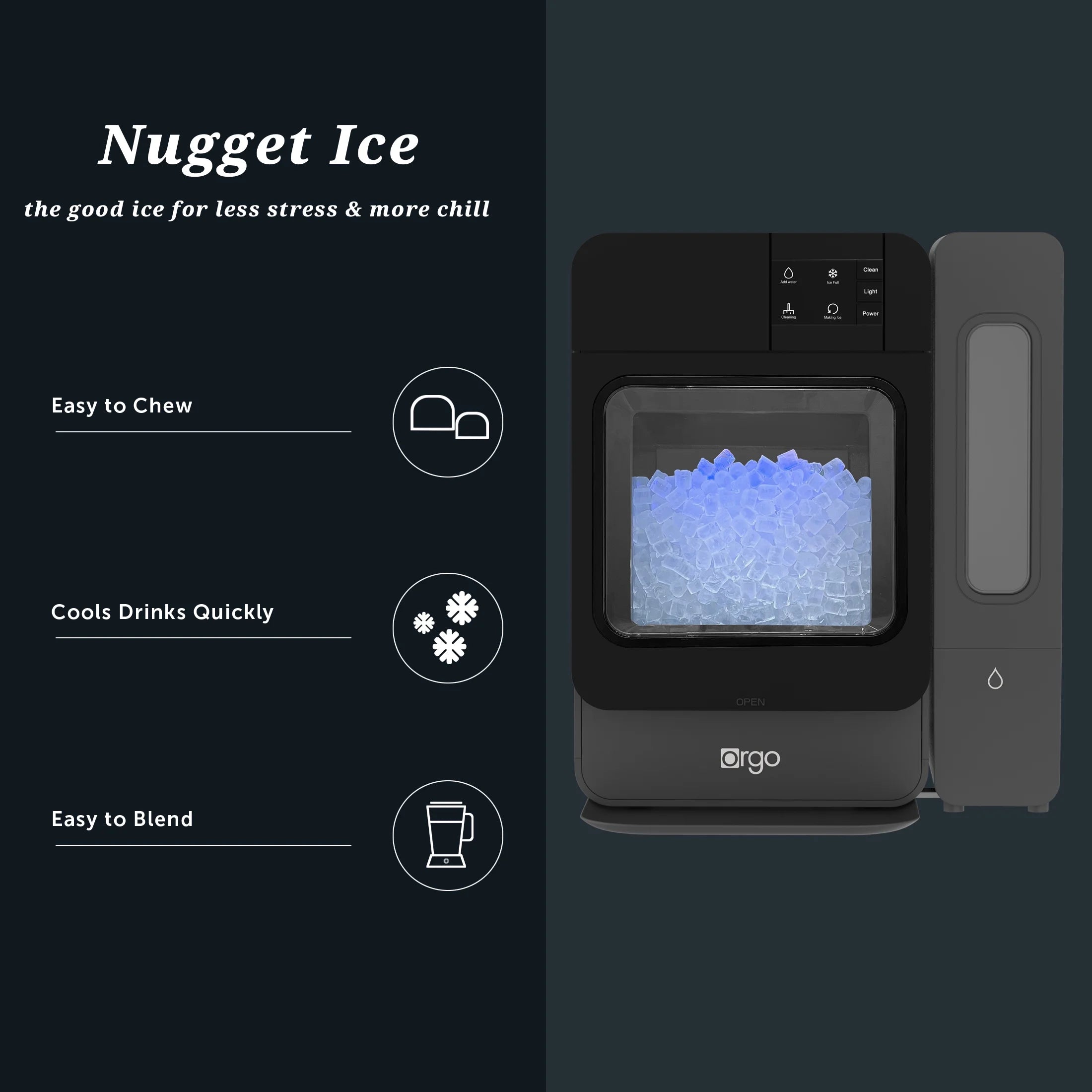 Orgo Products Sonic Countertop Ice Maker, Nugget Ice Type, Sage