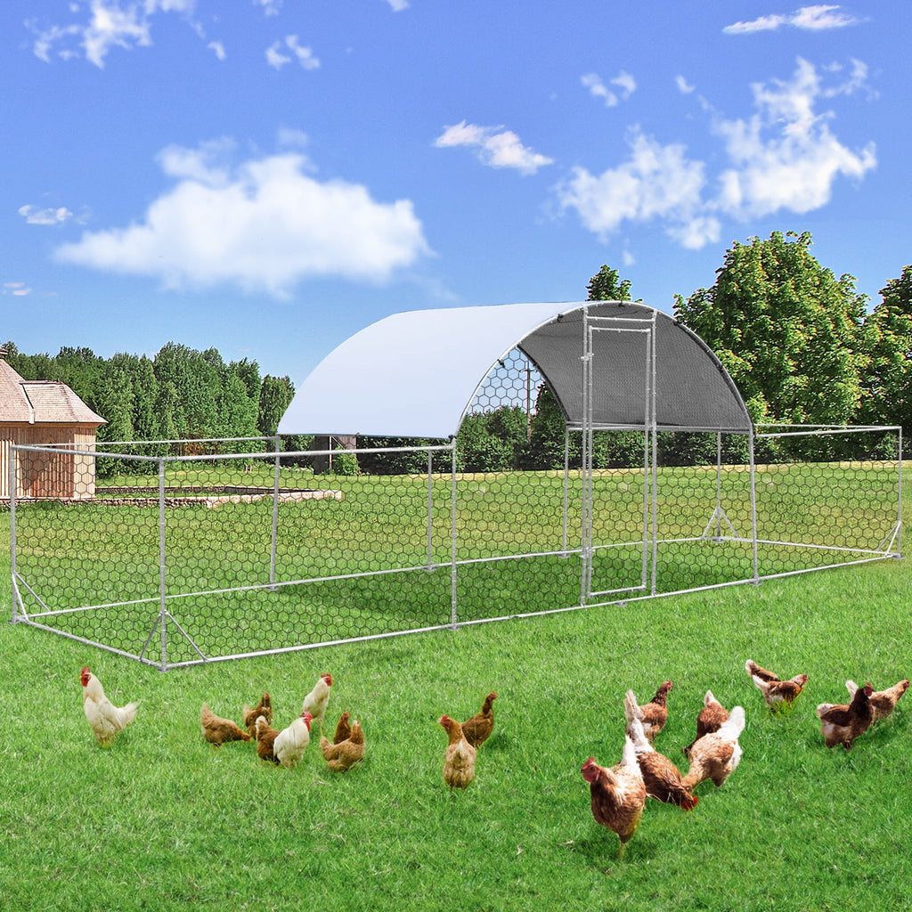 YODOLLA 148 Sq.Ft Chicken Coop Run Large Dome Walk-in Metal Chicken Cage with Chain Link Fence, Suitable for 10 More Chickens and Poultry Like Ducks, Rabbites, Dogs