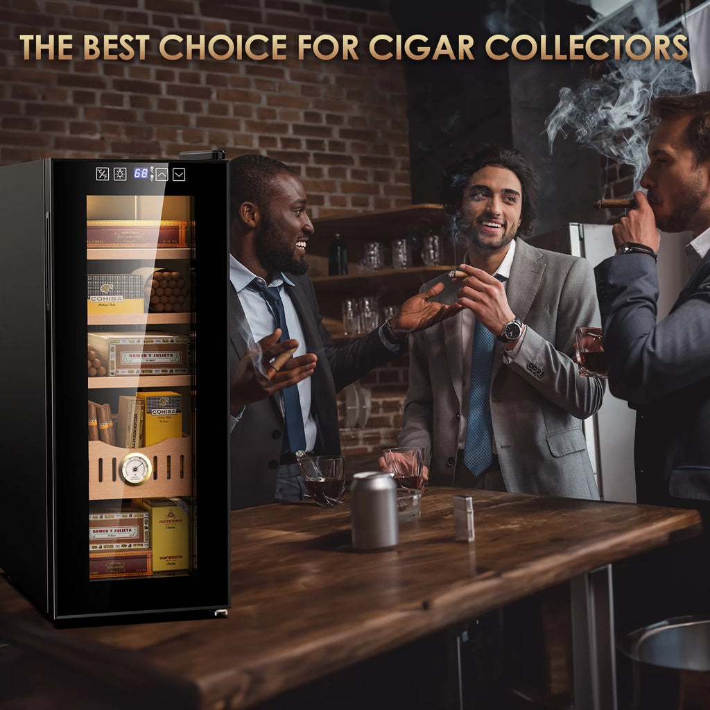 Rocita 16L Cigar Humidor, Electric Cigar Humidor Cabinet for 100 Counts with Digital Hygrometer, Spanish Cedar Lined Cigar Box, Great Gift for Father Friends Men