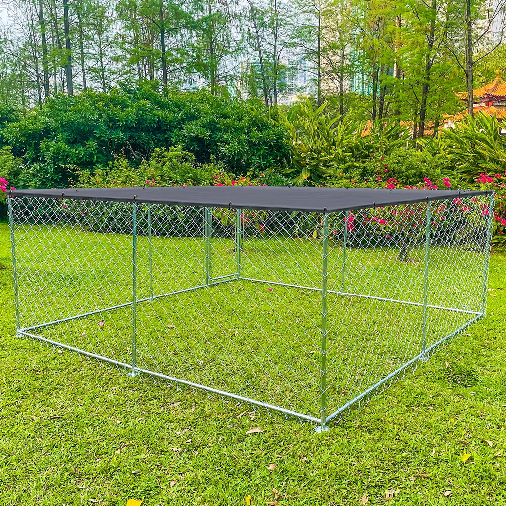 10x10ft Dog Run for Outdoor Pet Playpen Large Outdoor Dog Kennel Shade Cage Enclosure with Cover
