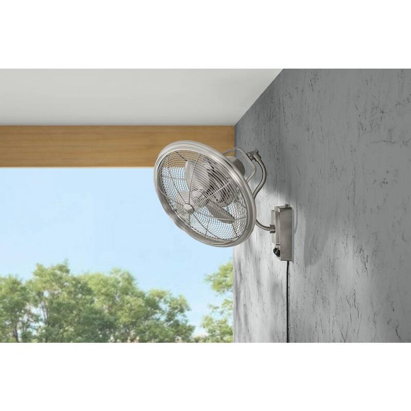 Bentley II 18 in. Indoor/Outdoor Brushed Nickel Oscillating Wall Fan