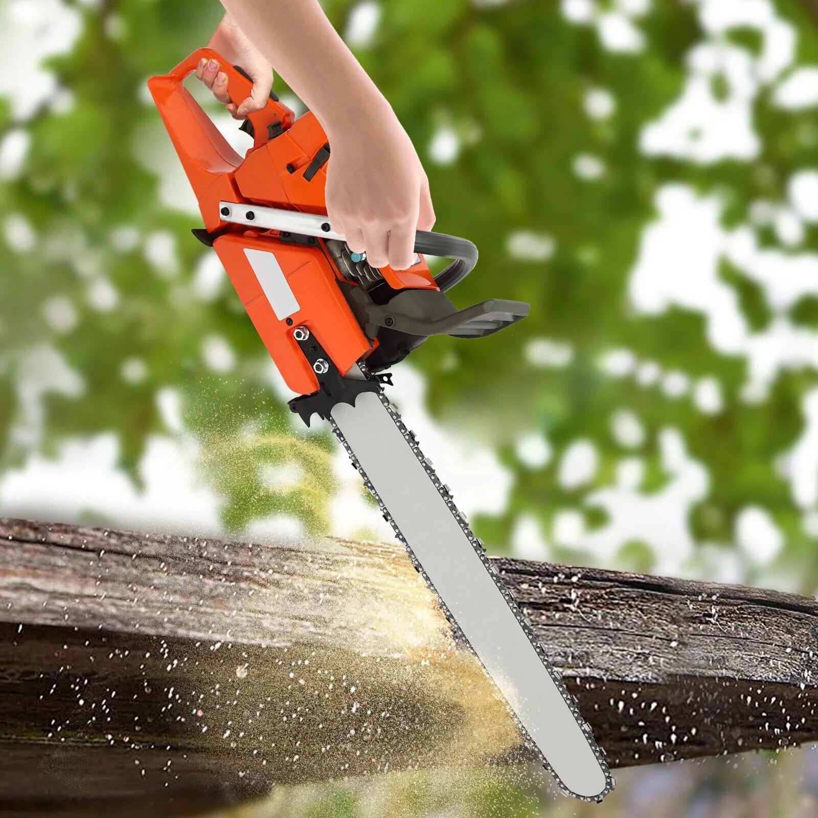 65cc/72cc Gas Chainsaw 24" Bar Gasoline Powered Chain Saw 2-Cycle Wood Cutting Orange