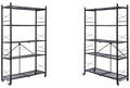 Grezone Two Set 5 Tier Foldable Shelves Metal Storage Shelves with Wheels - No Assembly Adult Group