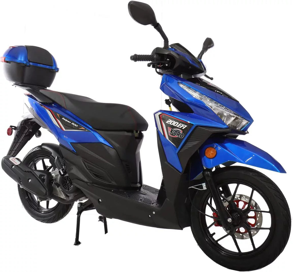 X-Pro Brand New 200cc EFI Gas Moped Scooter with Cvt Transmission, 14" Alloy Wheels, Assembled in Create