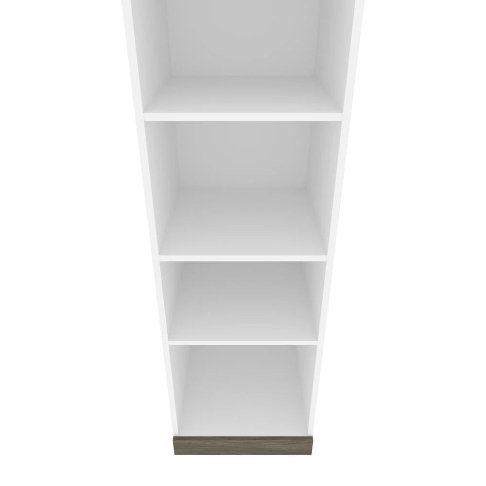 Bestar Orion 79" Full Murphy Bed with Narrow Bookcase in White