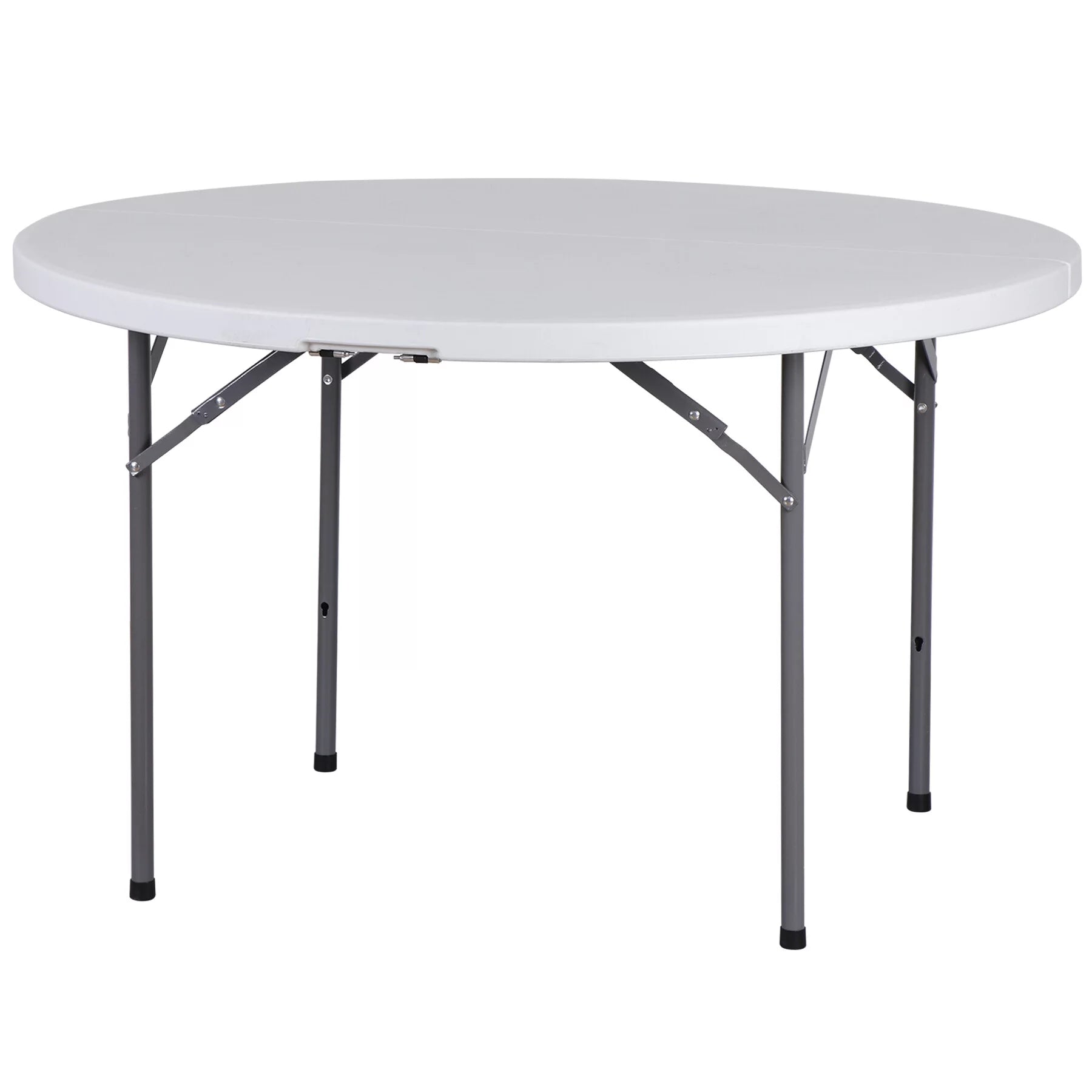 HomGarden 48" Round Bi-Folding Picnic Table 4FT Portable Plastic Dining Card Table Indoor & Outdoor White