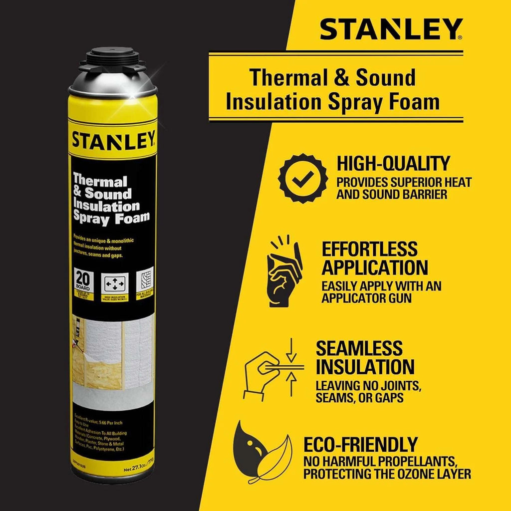 Stanley Supercoat Spray Foam Insulation Kit - Closed Cell Spray Foam Covers up to 480 Board feet - 27.1 oz, 24 Pack + Complete Set