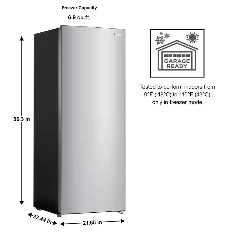 7 cu. ft. Convertible Upright Freezer/Refrigerator in Stainless Steel Garage Ready