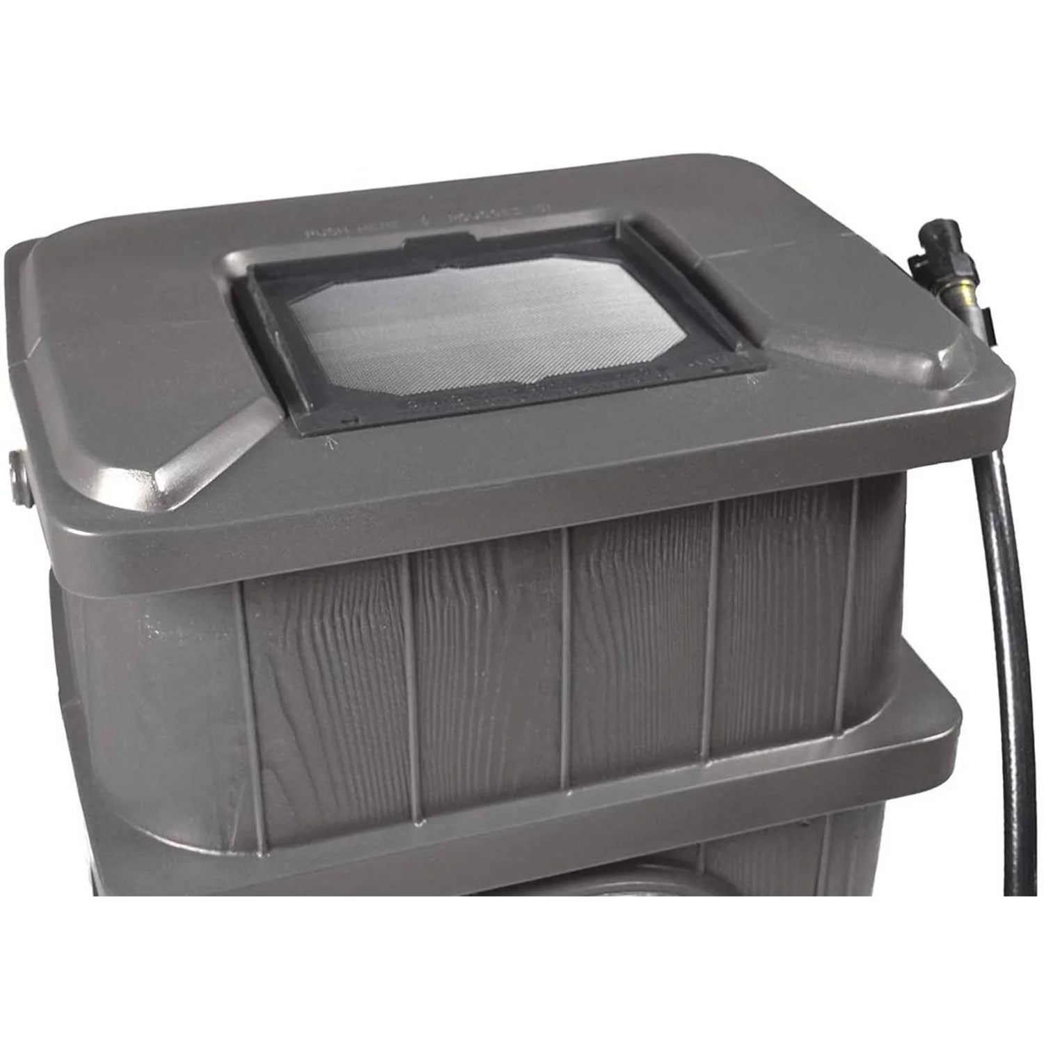 FCMP Outdoor 45 Gal Wood Grain Rain Water Catcher Barrel, Gray (2 Pack)
