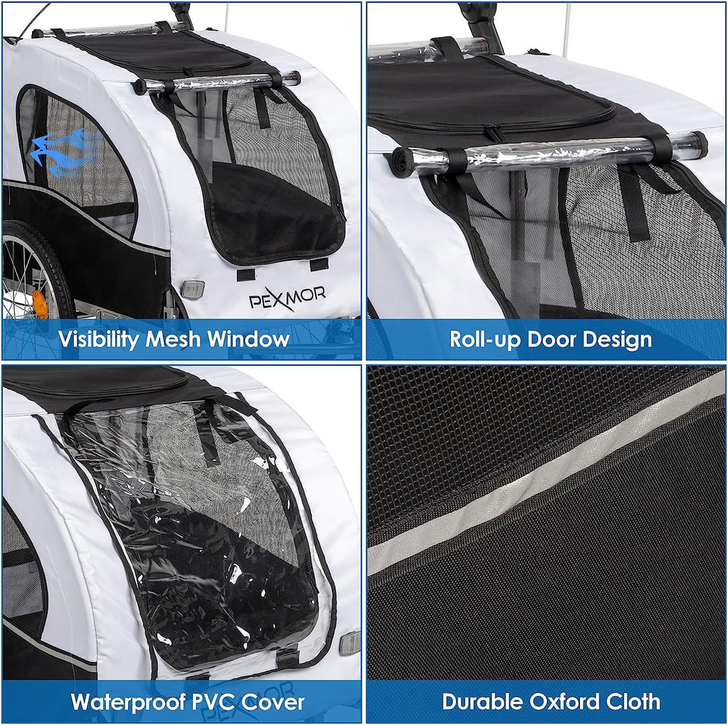 PEXMOR 2-in-1 Dog Bike Trailer,Pet Stroller Dog Trailer for Bicycle w/Universal Hitch,Folding Pet Cart Bike Wagon Cargo Carrier for Dog Shock Absorber & Universal Wheel
