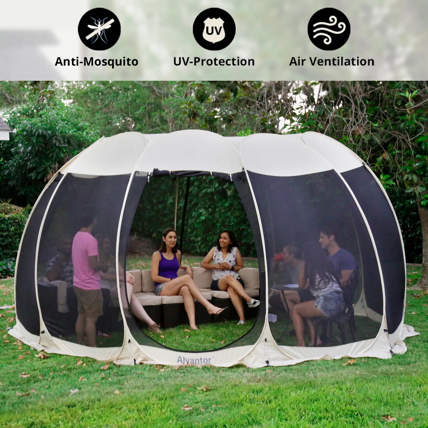 Screen House Room Camping 15X15 Beige Instant Canopy