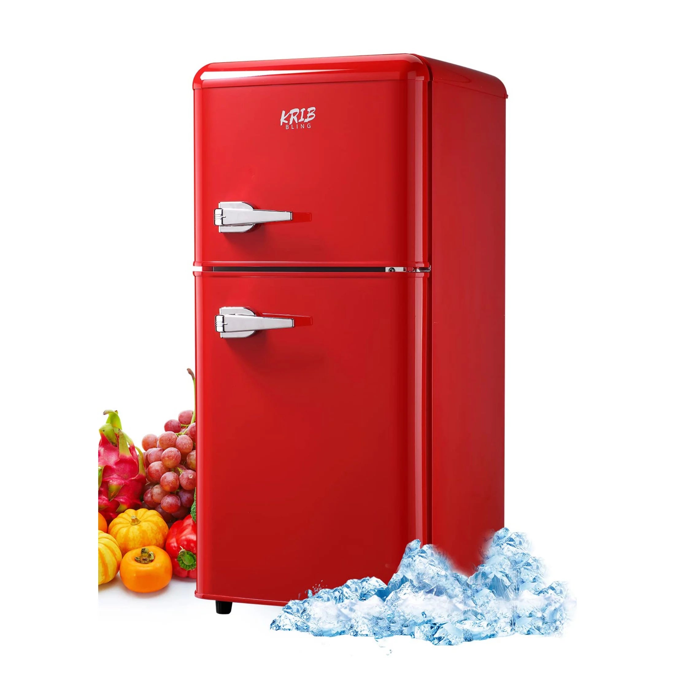 KRIB BLING 3.5 Cu.ft Compact Refrigerator Mini Fridge with Freezer, 2 Door Small Refrigerator for Office, Silver