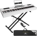 MUSTAR Weighted Digital Keyboard Piano 88 Keys Hammer Action with Stand, Bluetooth, Portable Case, Sustain Pedal (White)