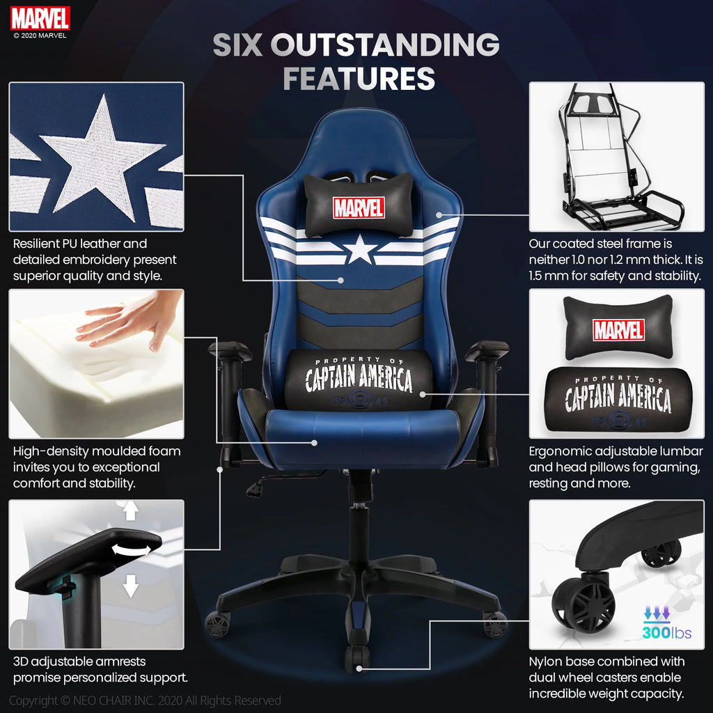 Neo Chair MARVEL Prime Series Ergonomic High-Back Gaming Chair, Captain America
