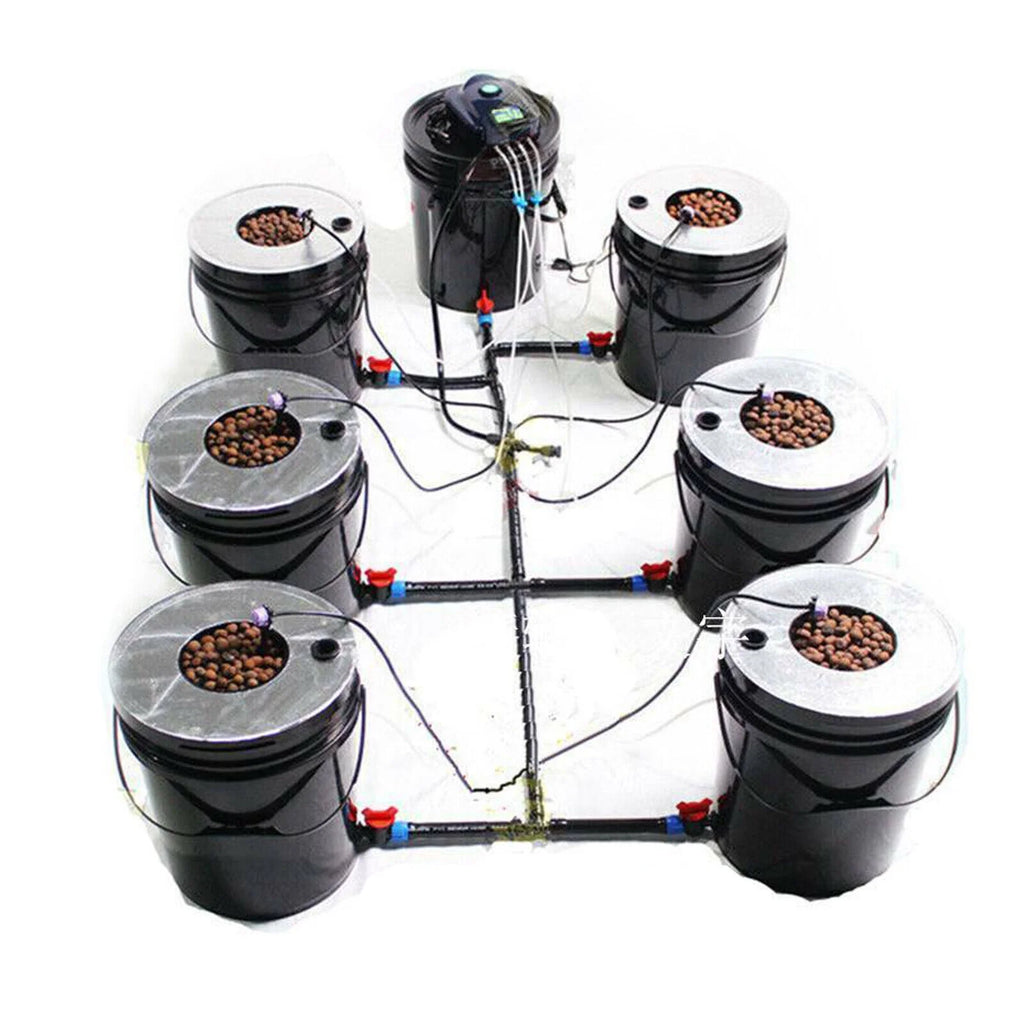 TOOL1SHOoo Greenhouse Accessories, Hydroponics Grow System Recirculating 5-Gallon 7 Pots Deep Water Culture DWC