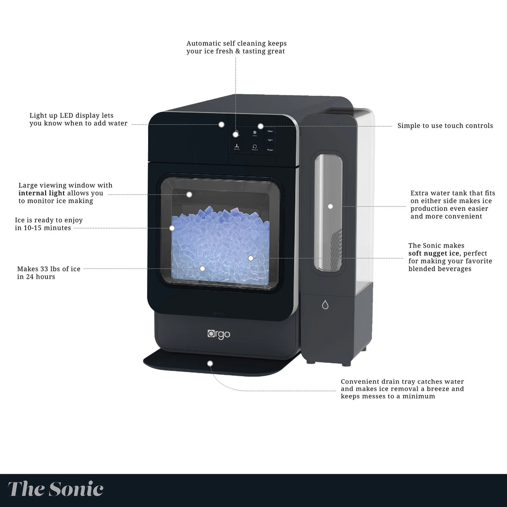 Orgo Products Sonic Countertop Ice Maker, Nugget Ice Type, Sage