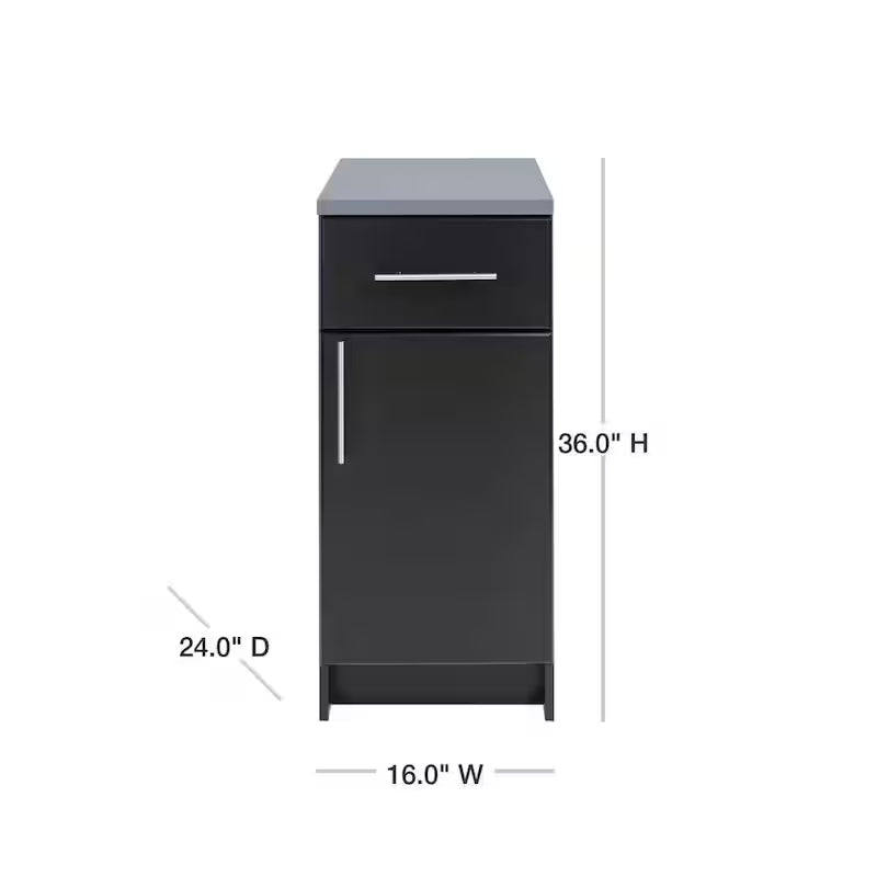 Elite Wood Freestanding Garage Cabinet in Black (16 in. W x 36 in. H x 24 in. D)