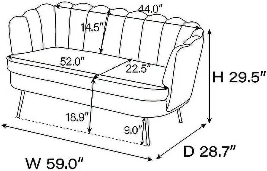 TJCGDTY 59" Wide Modern Boucle Loveseat Small Sofa Small Mini Room Couch 2-Seater Sofa with Gold Metal Legs for Small Space Office Studio Apartment Bedroom (Light Gray)