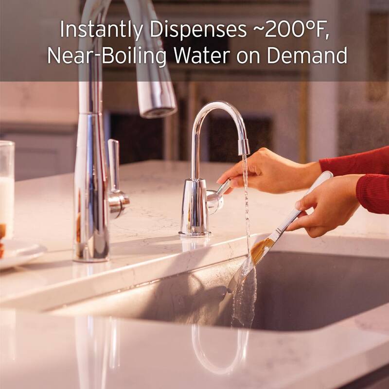 HOT250 Instant Hot Water Dispenser, Single-Handle Faucet in Chrome with Tank and Premium Filtration System