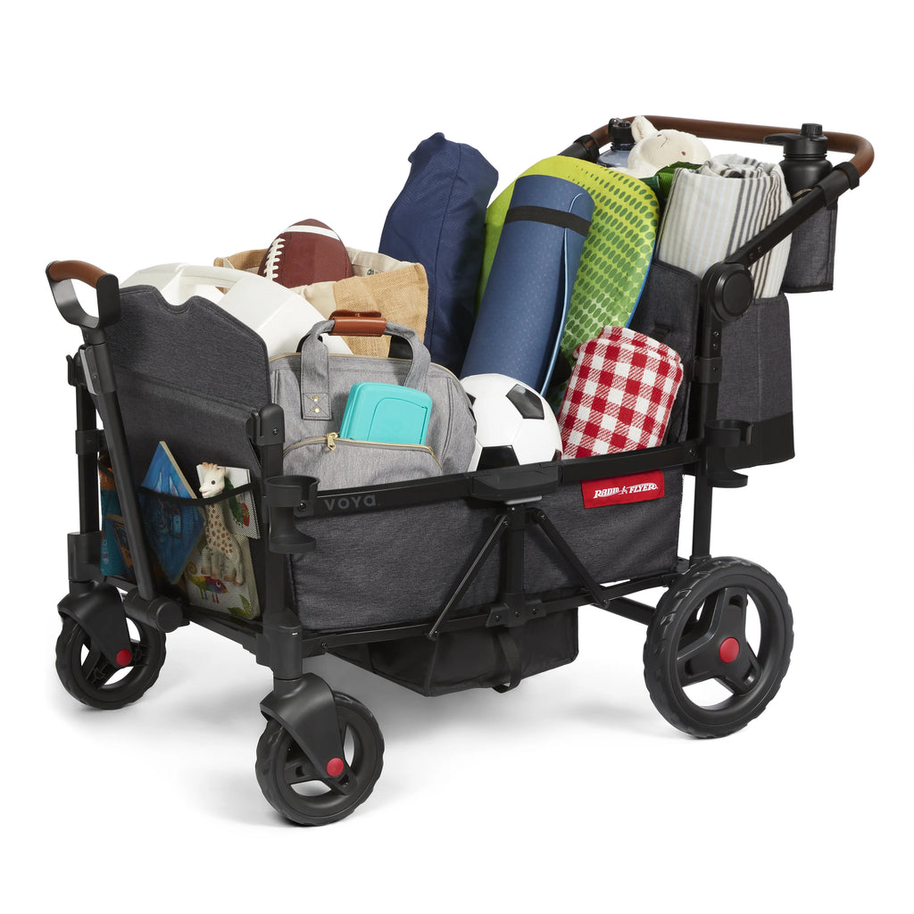 Voya Quad Stroller Wagon by Radio Flyer, Gray, Premium 4-Seat for Babies and Kids 6 Months and up