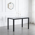 Ktaxon Modern Glass Dining Table For 4, Breakfast Rectangle for Small Kitchen Dining Room Black(Only Talbe)