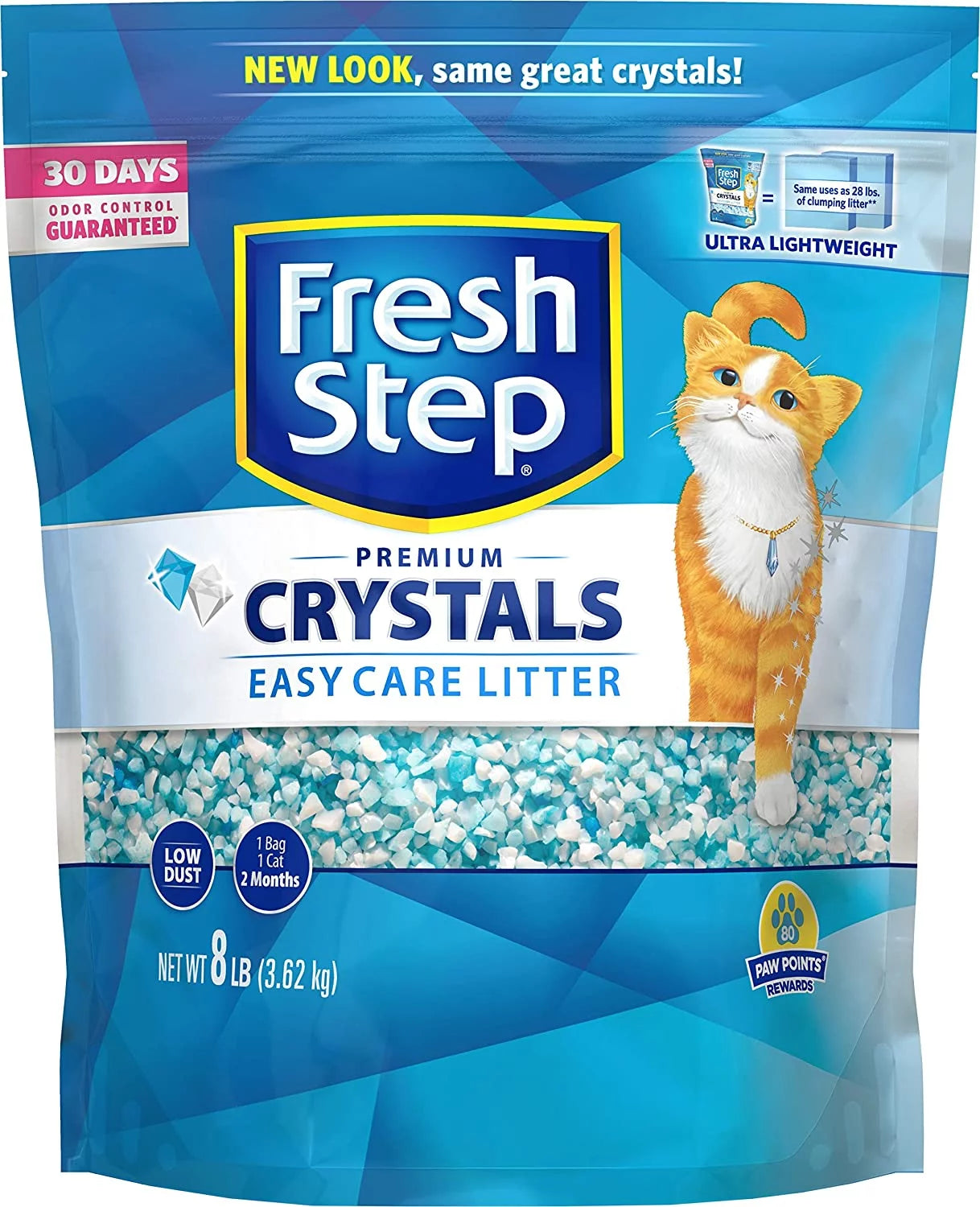 Fresh Step Crystals, Premium Cat Litter, Scented, 16 Pounds (2 Pack of 8 lb Bags)