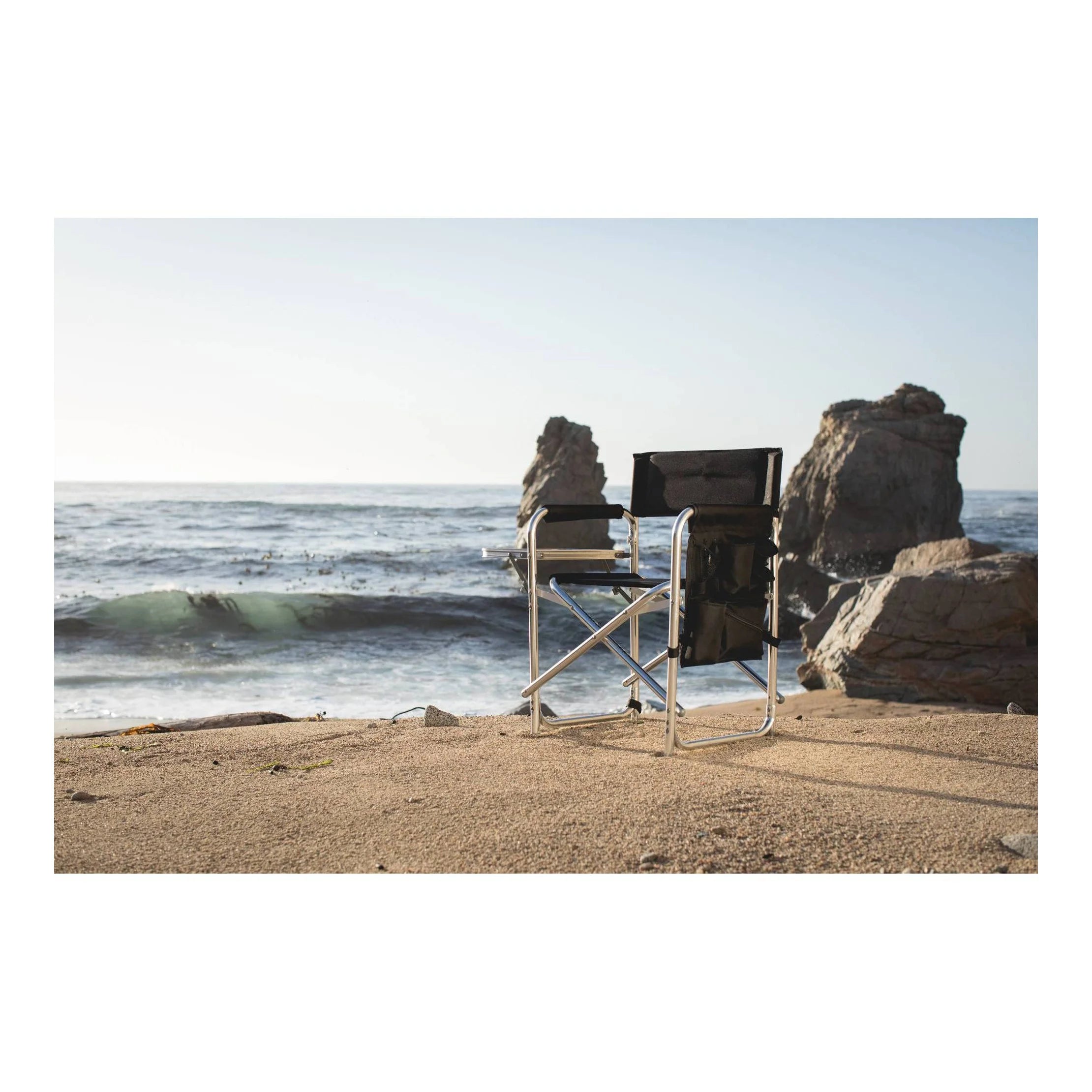 Sports Chair with Table and Pockets - Black