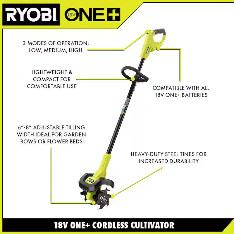 ONE+ 18V 8 in. Cordless Cultivator with 4.0 Ah Battery and Charger