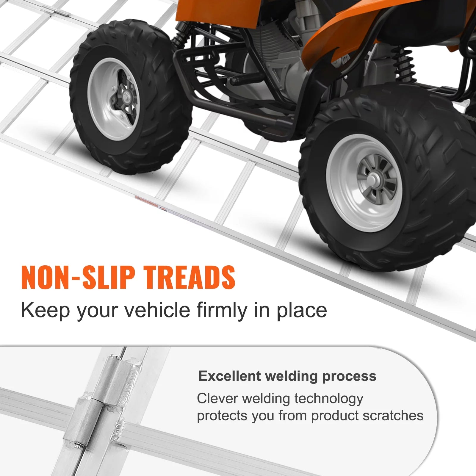 BENTISM Tri-Fold Aluminum Loading Ramp 1500 lbs 77" x 54" Non-slip Truck Ramps for Mini Bike Dirt Bike Tractors ATVs UTVs Motorcycles