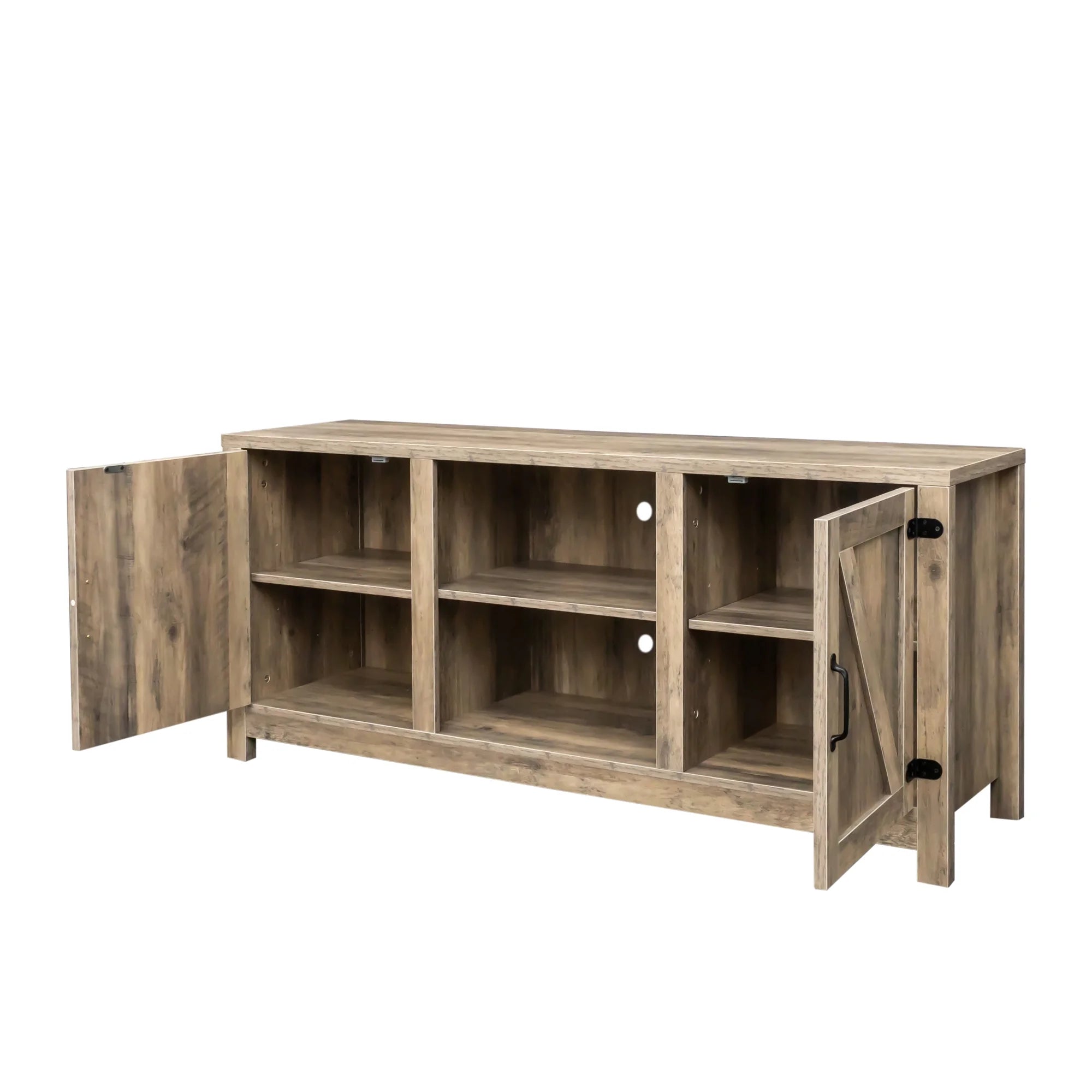 Vebreda Modern Farmhouse TV Stand Rustic Barn Two-Door TV Cabinet for TVs up to 65", Gray Wash