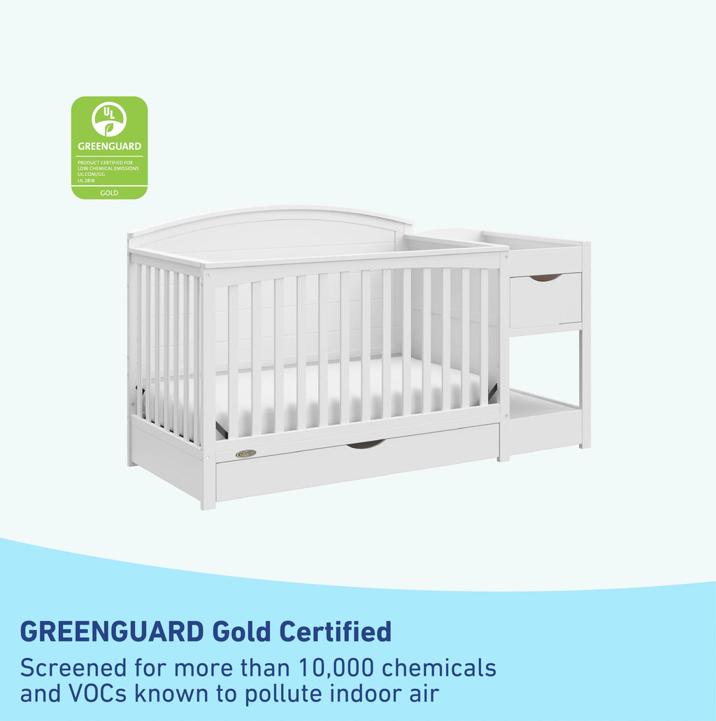 Graco Bellwood 5-in-1 Convertible Crib and Changer, White