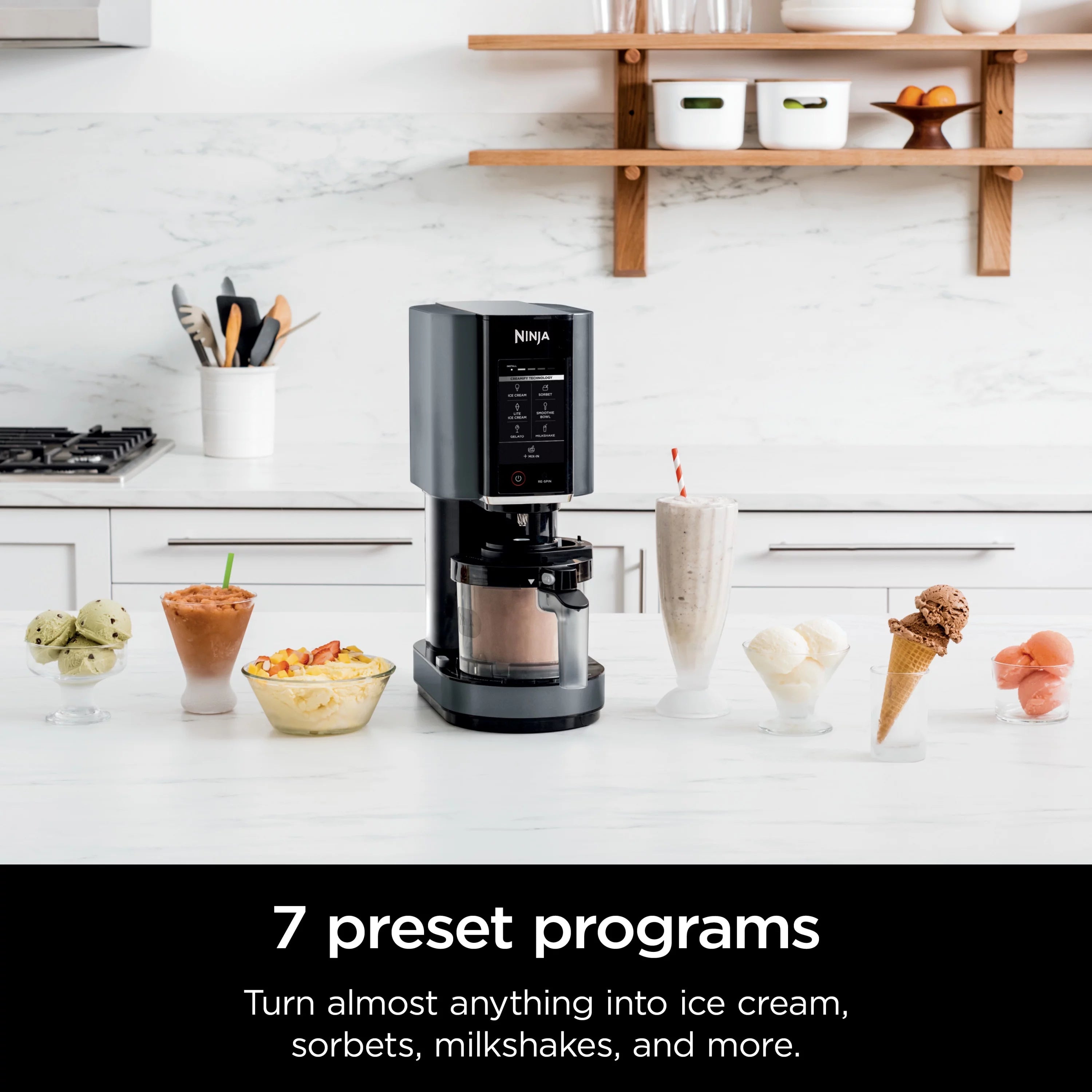 Ninja CREAMi Ice Cream Maker, for Gelato, Mix Ins, Milkshakes, Sorbet, Smoothie Bowls &amp; More, 7 One-Touch Programs, Silver, NC290WMBF