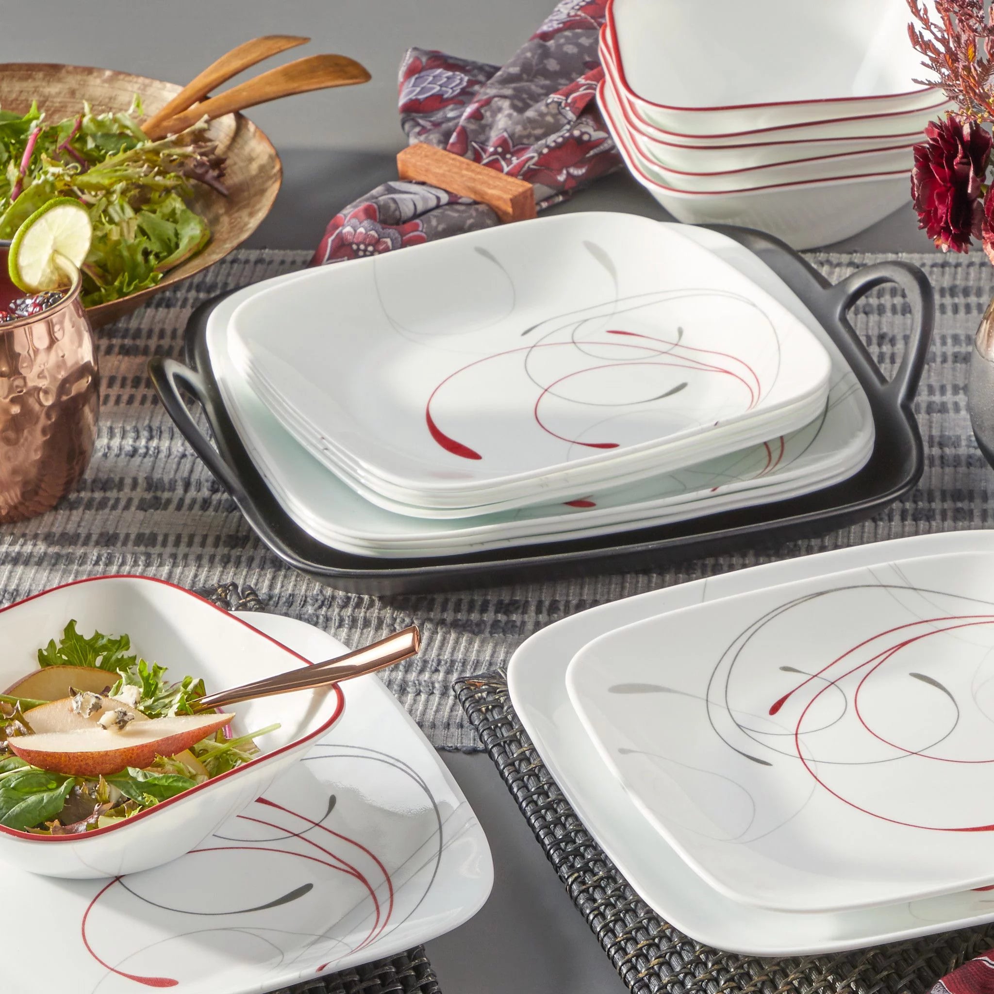 Corelle Splendor Square 18-piece Dinnerware Set, Service for 6