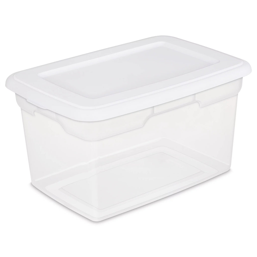 Sterilite 20 Qt. Storage Box Plastic, White, Set of 6