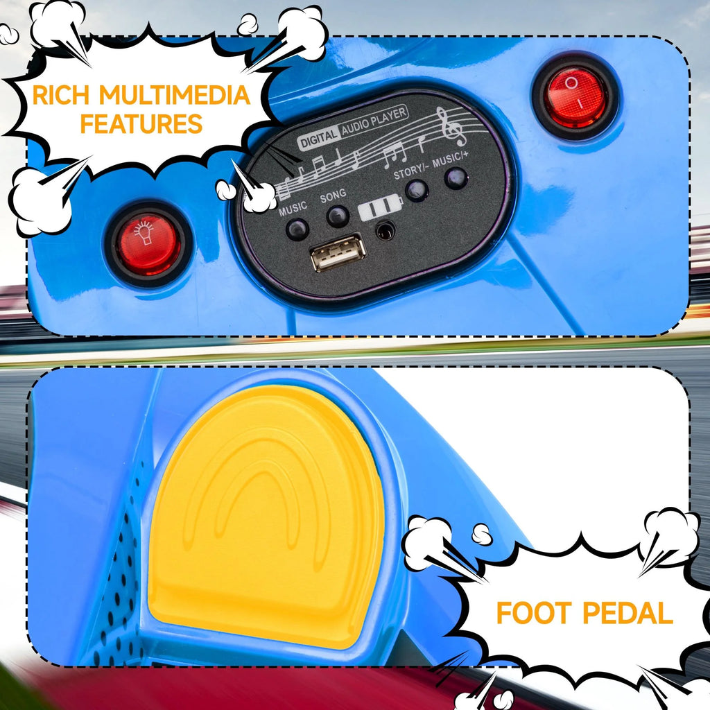 COCLUB Ride on Drift Car, Electric Ride On Toy with Cool Lights, MP3, USB, 12V Electric Drifting Go Kart, 360 Degrees Rotating, Kids' Electric Vehicles for Ages 3+, Blue