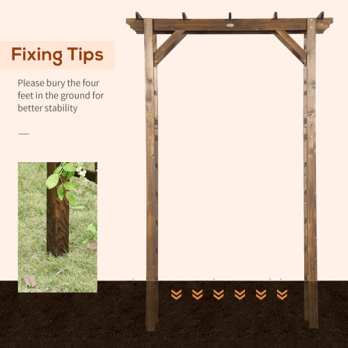 Buumin Outsunny 85" Wooden Garden Arbor for Wedding and Ceremony, Outdoor Garden Arch Trellis for Climbing Vines - Carbonized