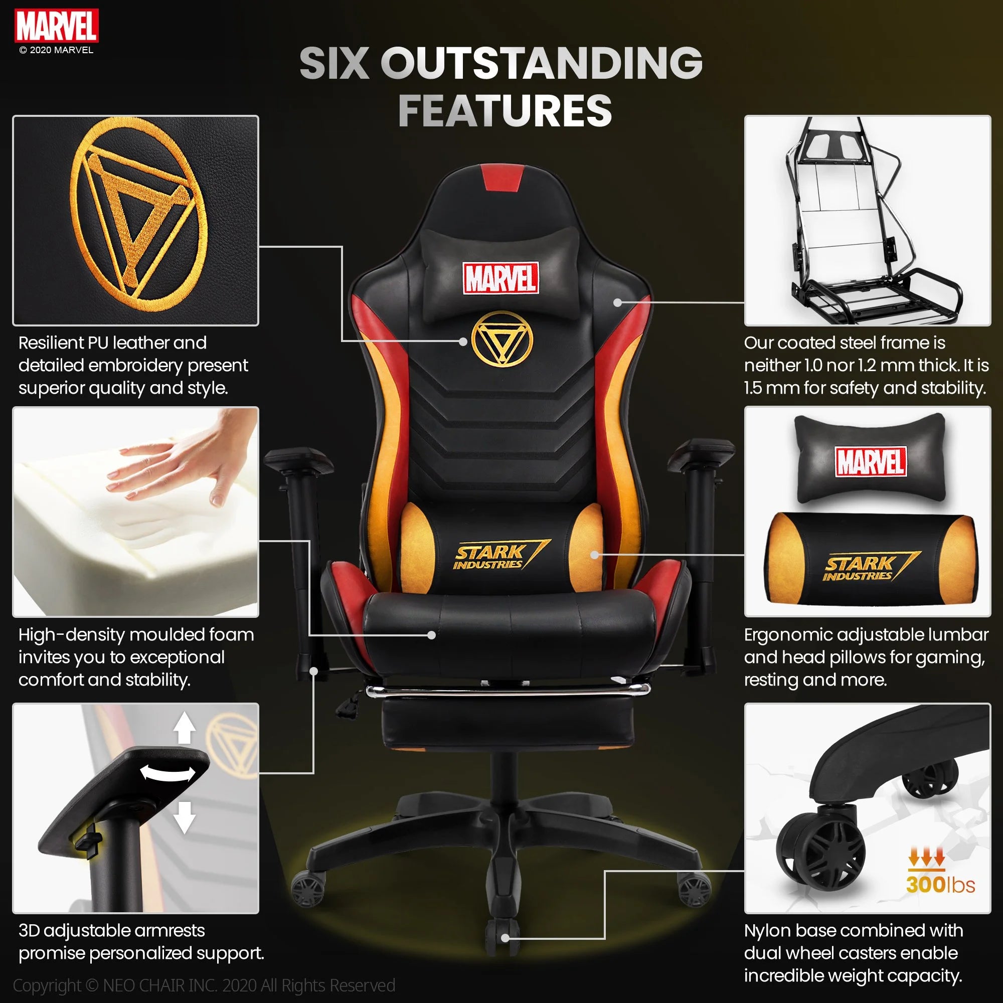 Neo Chair MARVEL Prime Series Ergonomic High-Back Gaming Chair, Captain America