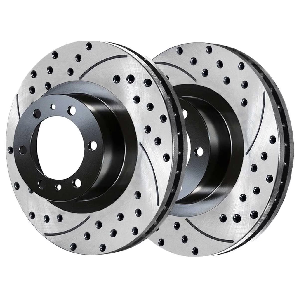 AutoShack Front Brake Calipers Ceramic Pads Drilled Slotted Rotors Black Kit Driver and Passenger Side Replacement for 2003-2009 Toyota 4Runner 2005-2021 Tacoma 2007-2014 FJ Cruiser 4WD RWD BCPKG0726