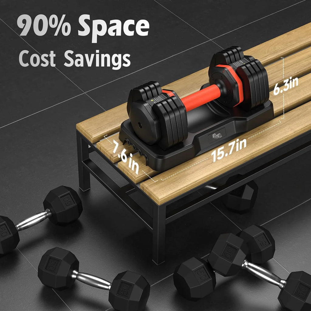 UPGO 55LB Adjustable Dumbbells Single,15LB to 55LB Hex Adjustable Dumbbells of 2 Anti-Slip Handle, Suitable for Home Gym Exercise Equipment