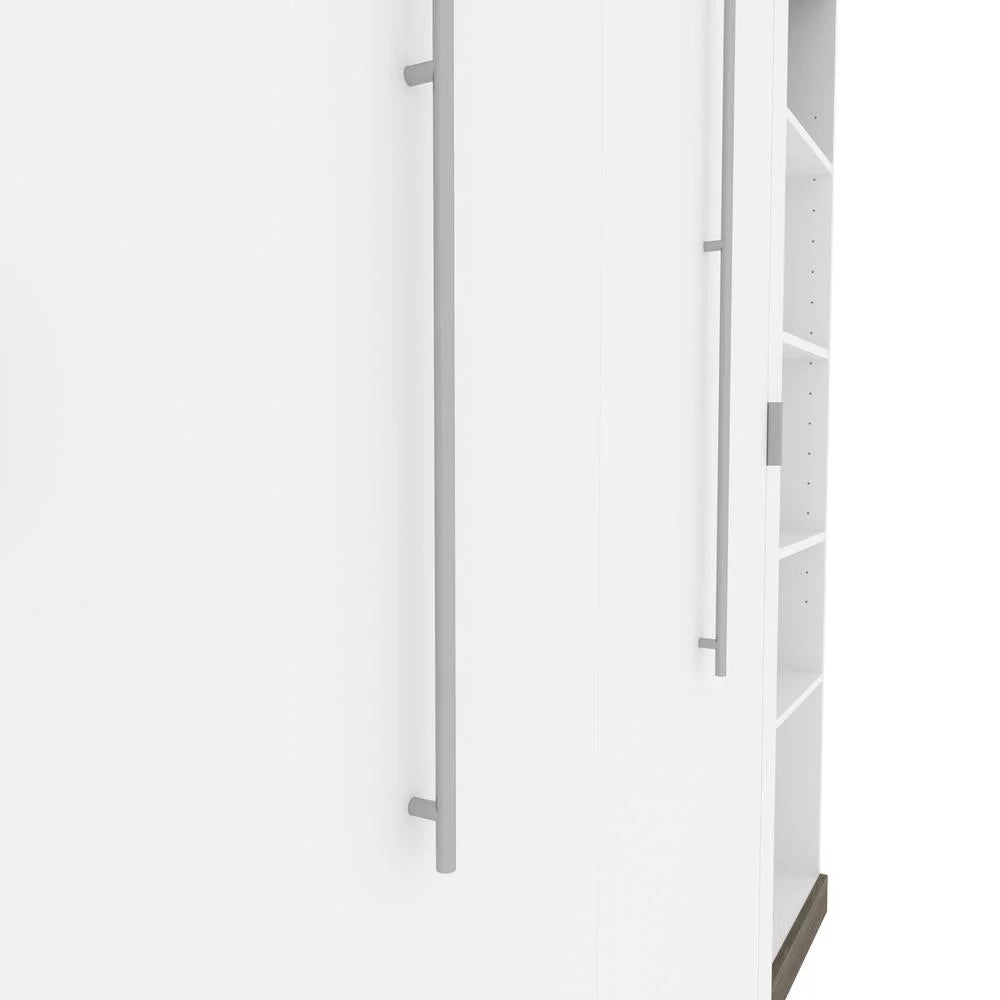 Bestar Orion 79" Full Murphy Bed with Narrow Bookcase in White